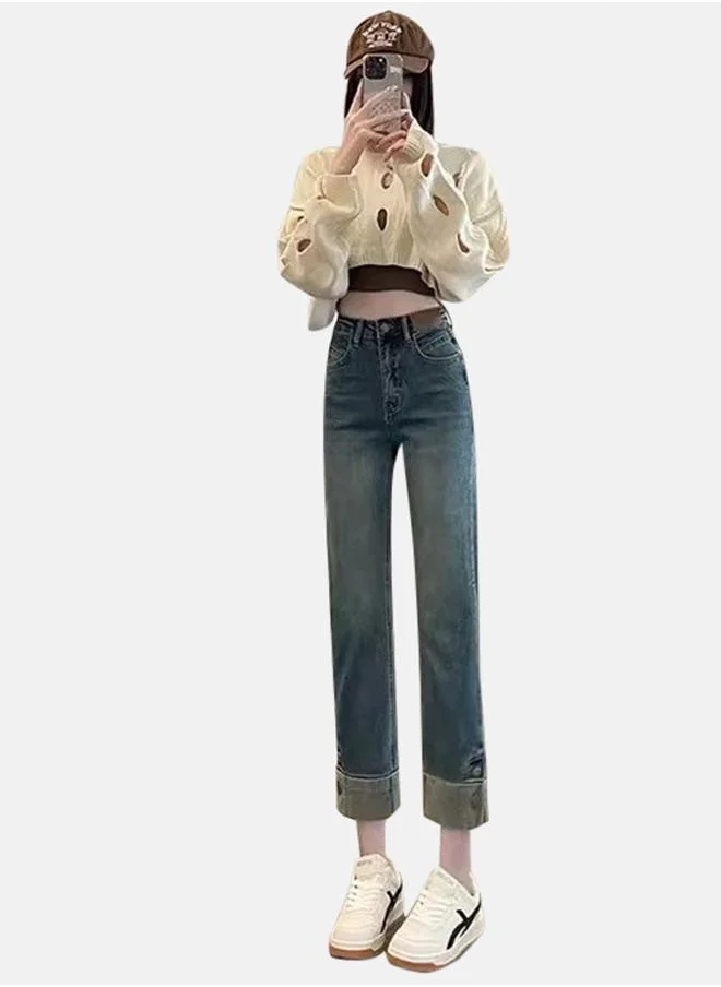 YUNIQEE Blue Cotton Slim Fit High-Rise Jeans