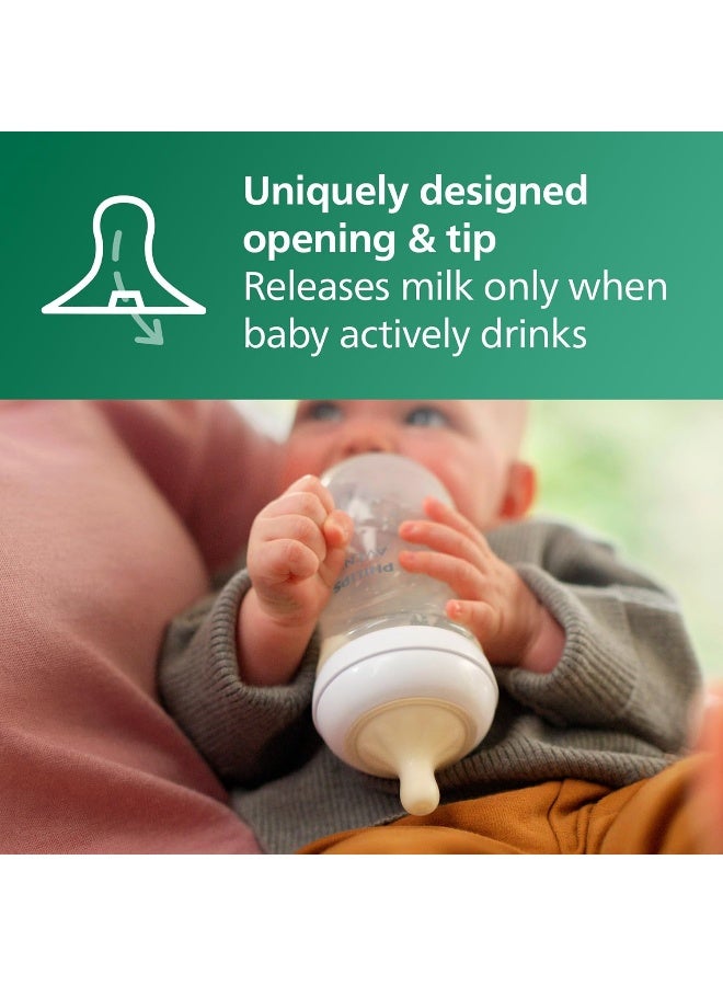 Avent زجاجات حليب الأطفال من فيليبس أفينت الطبيعية بزجاجة زجاجية مع حلمات استجابة طبيعية (تدفق متوسط، تدفق 3)، 8 أونصات، 4 عبوات، SCY913/04 - Image 4
