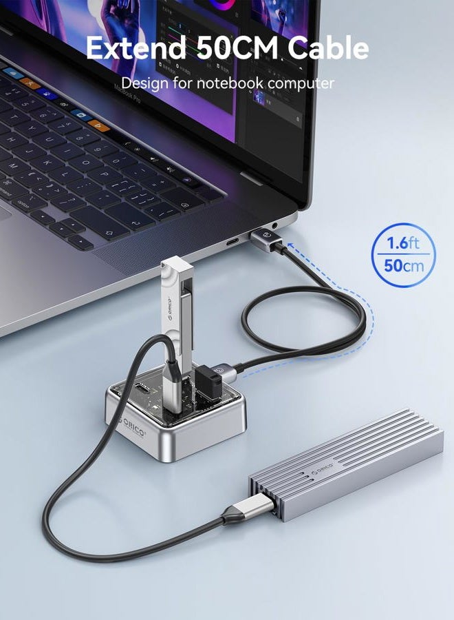 ORICO 10Gbps USB-C Hub, 4-Port Zinc Alloy USB Splitter with 2 USB-A & 2 USB-C Ports, High-Speed Data Extender for Laptops, PCs, Desktops, and More (1.64Ft) - Image 5