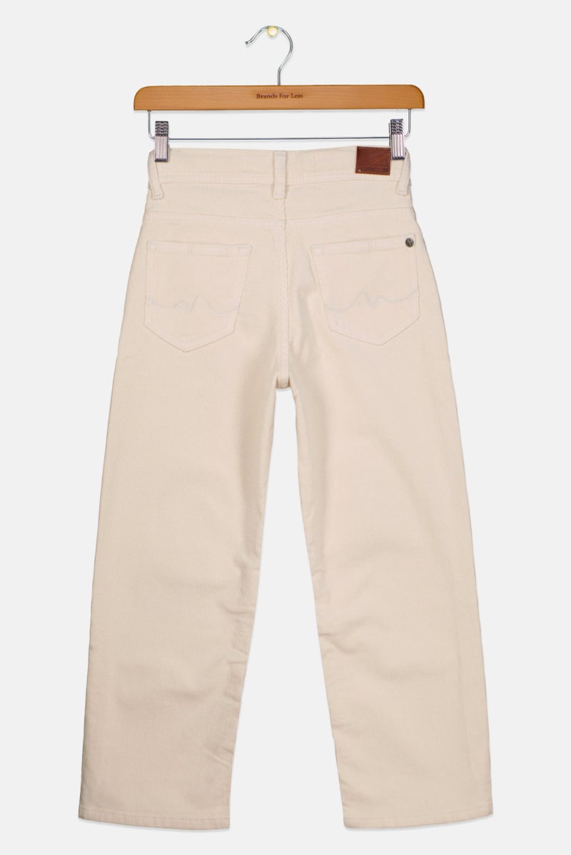 Pepe Jeans Kids Girl Regular Fit Ribbed Pants, Ivory - Image 2