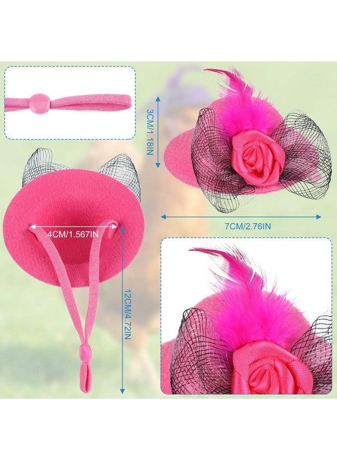 Weewooday 6 Pieces Chicken Hats For Hens Tiny Pets Funny Halloween Accessories Feather Top Hat With Adjustable Elastic Chin Strap Rooster Duck Parrot Poultry Stylish Show Costume (Simple Style) - Image 2