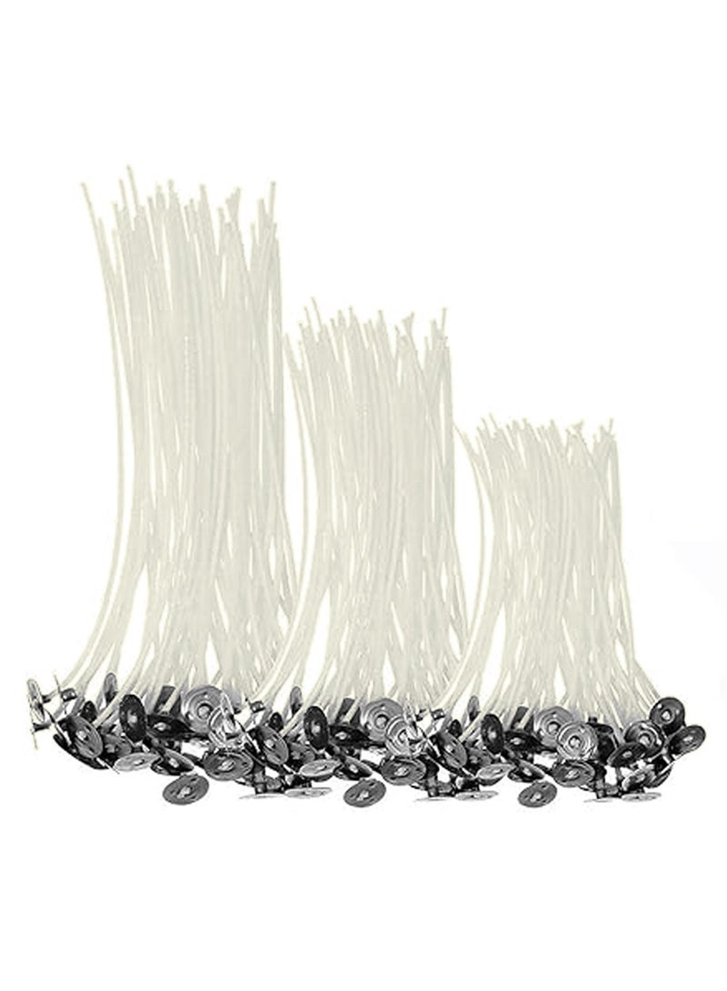 150 Pcs Candle Wicks for Candle Making Pre-Waxed Wick with Sustainers Tabs Candle Making Supplies Kit Natural Candle Wick Cotton Natural Candle Wicks DIY Gift 10cm/4in 15cm/6in and 20cm/8in  - Image 1