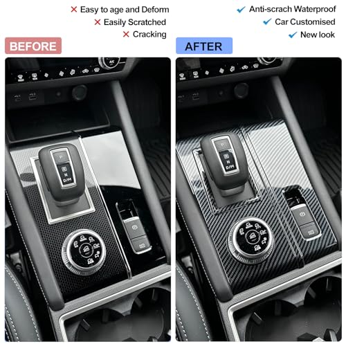 Qiosreui Gear Shift Panel Trim Cover for Mitsubishi Outlander 2022-2024 Accessories Center Console Panel Wrap Sticker Central Control Gear Shifter Console Anti-Scratch Panel Protector Frame ABS (Carbon Fiber) - Image 3