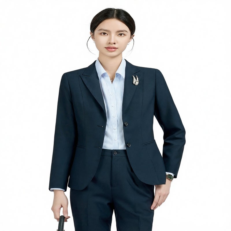 Women's Wool Suit Set Business Office Formal Wear Blazer Jacket Pants - Image 1