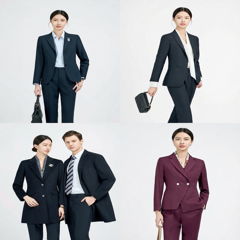 Women's Wool Suit Set Business Office Formal Wear Blazer Jacket Pants - Image 2
