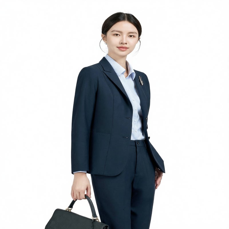 Women's Wool Suit Set Business Office Formal Wear Blazer Jacket Pants - Image 3