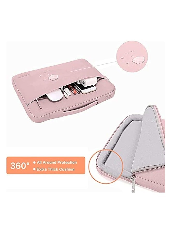 Mosiso 360 Protective Laptop Sleeve Compatible with MacBook Air/Pro, 13-13.3 inch Notebook, Compatible with MacBook Pro 14 inch M3 M2 M1 Chip Pro Max 2023-2021, Polyester Bag with Belt, Pink  - Image 2
