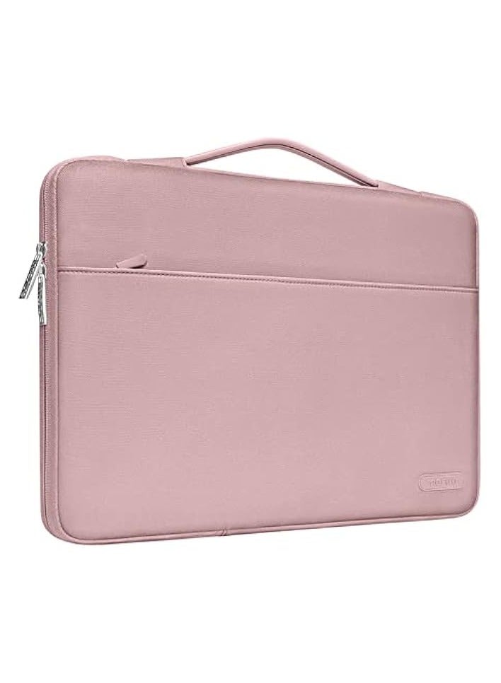 Mosiso 360 Protective Laptop Sleeve Compatible with MacBook Air/Pro, 13-13.3 inch Notebook, Compatible with MacBook Pro 14 inch M3 M2 M1 Chip Pro Max 2023-2021, Polyester Bag with Belt, Pink  - Image 1