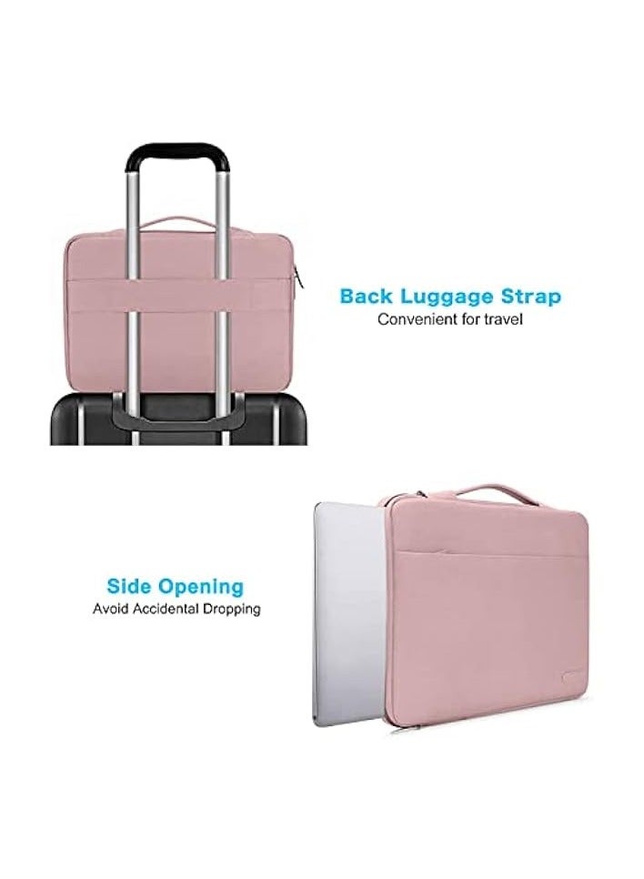 Mosiso 360 Protective Laptop Sleeve Compatible with MacBook Air/Pro, 13-13.3 inch Notebook, Compatible with MacBook Pro 14 inch M3 M2 M1 Chip Pro Max 2023-2021, Polyester Bag with Belt, Pink  - Image 3