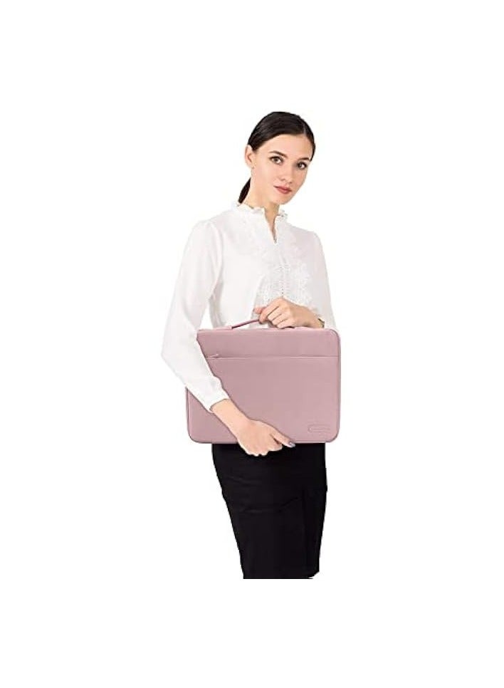 Mosiso 360 Protective Laptop Sleeve Compatible with MacBook Air/Pro, 13-13.3 inch Notebook, Compatible with MacBook Pro 14 inch M3 M2 M1 Chip Pro Max 2023-2021, Polyester Bag with Belt, Pink  - Image 5