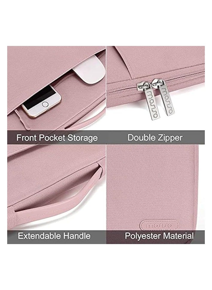 Mosiso 360 Protective Laptop Sleeve Compatible with MacBook Air/Pro, 13-13.3 inch Notebook, Compatible with MacBook Pro 14 inch M3 M2 M1 Chip Pro Max 2023-2021, Polyester Bag with Belt, Pink  - Image 4