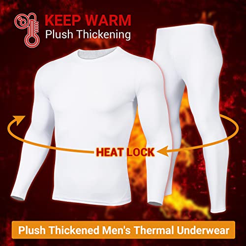 PISIQI Thermal Underwear Men Long Johns Set Ultra-Soft with Fleece Lined Base Layer Winter Skiing Warm Top & Bottom White - Image 4