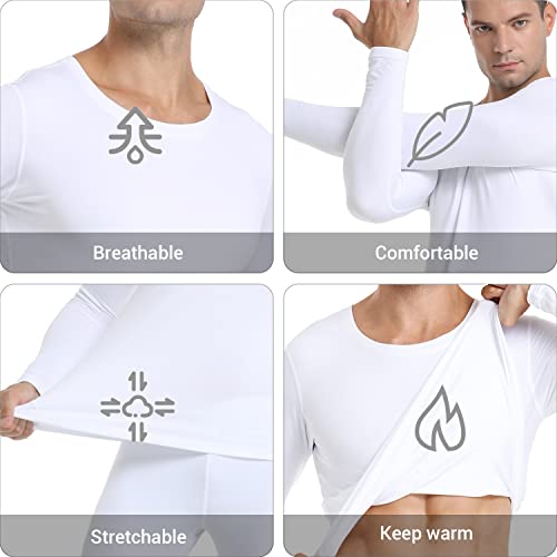 PISIQI Thermal Underwear Men Long Johns Set Ultra-Soft with Fleece Lined Base Layer Winter Skiing Warm Top & Bottom White - Image 3
