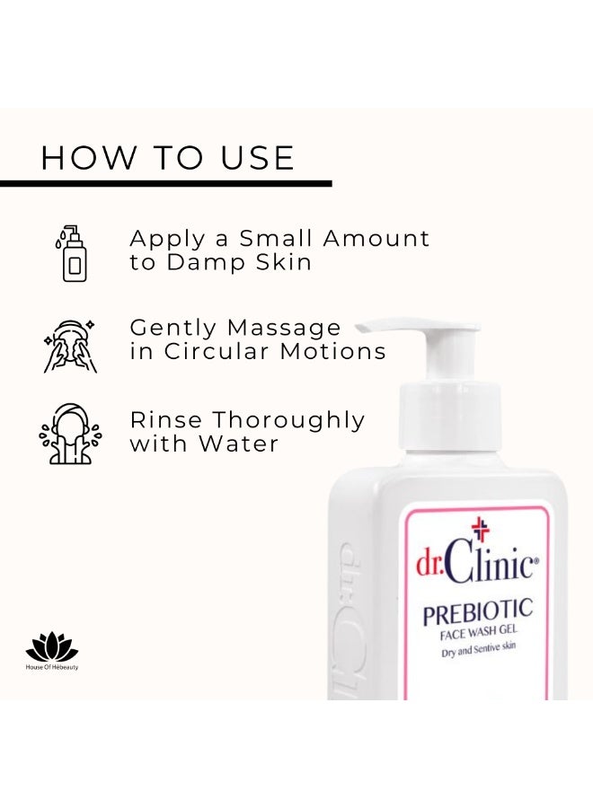 dr.Clinic DR. CLINIC | Prebiotic Face Wash Gel Cleanser | Hydrating Daily Facial Wash | Enriched with Hyaluronic Acid & Prebiotics | For Dry & Sensitive Skin | 250 ml - Image 4