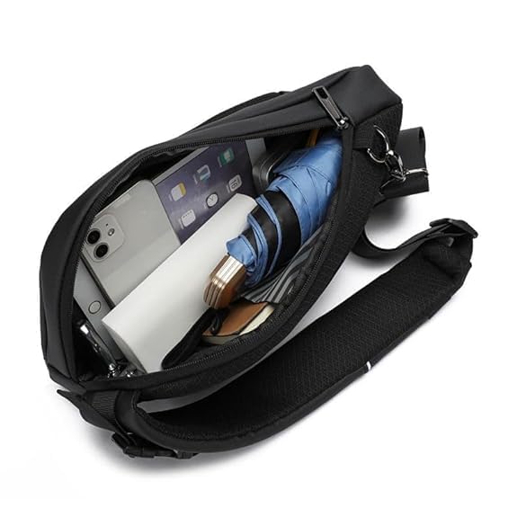 BROGBUS Polyester Waist Bags for Women and Men with Adjustable Strap Zip Clouse Waterproof Cross Body Sling Chest Bag for Travel Hiking, Grey - Image 4