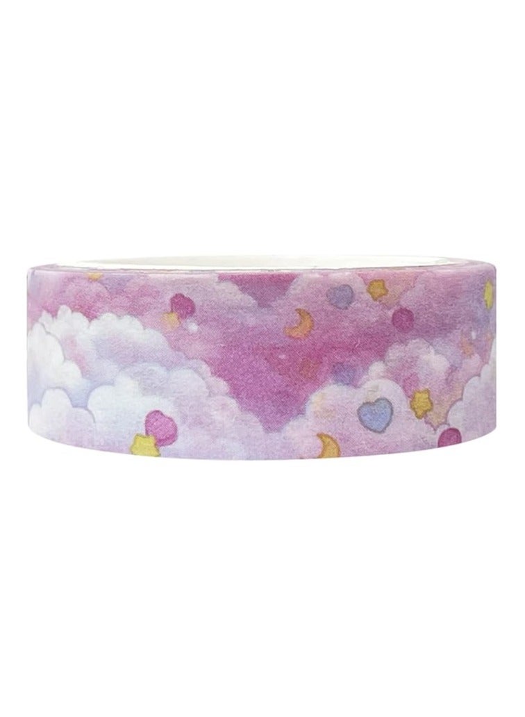 Washi Masking Tape, 15mm x 5M, Pink Clouds - Image 1