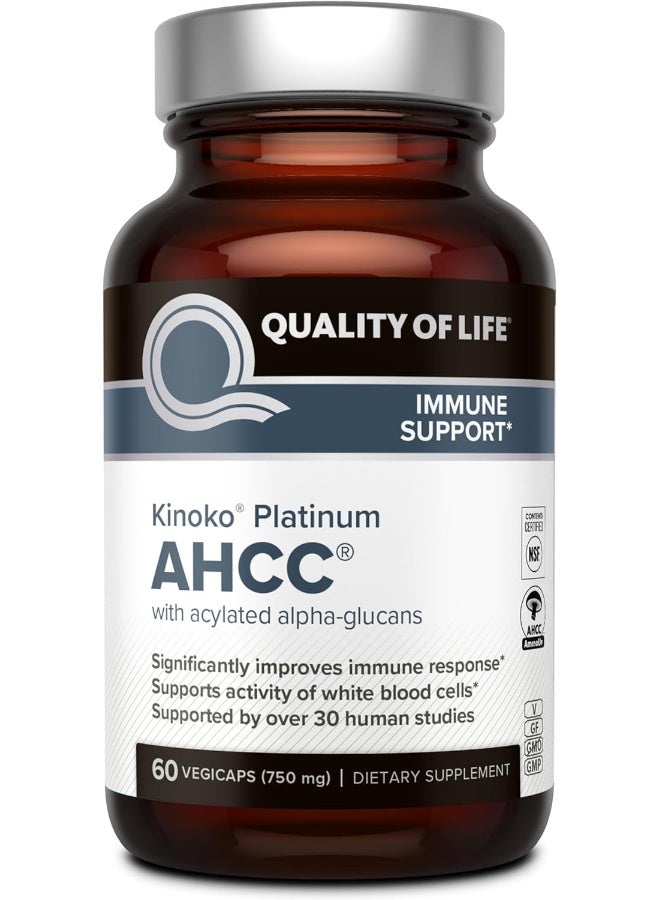Quality of Life مكمل دعم المناعة كينوكو بلاتينوم AHCC 60 نباتي - Image 1