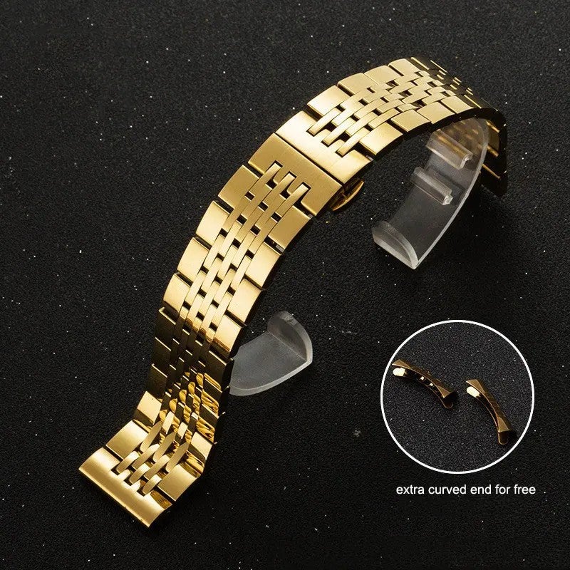 Y&D 12mm to 24mm Seven Beads Solid Stainless Steel Watch Band – Classic Metal Strap Replacement for Apple Watch with 7 Links - Image 1