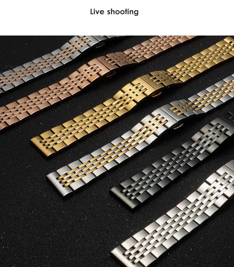 Y&D 12mm to 24mm Seven Beads Solid Stainless Steel Watch Band – Classic Metal Strap Replacement for Apple Watch with 7 Links - Image 5