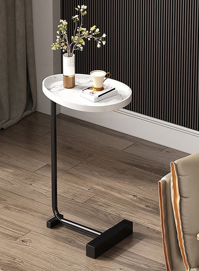 رافين طاولات قهوة فاخرة بتصميم عصري، تصميم بيضاوي من الرخام، أثاث منزلي لغرفة المعيشة بأبعاد 45 × 30 × 60 سم - Image 1