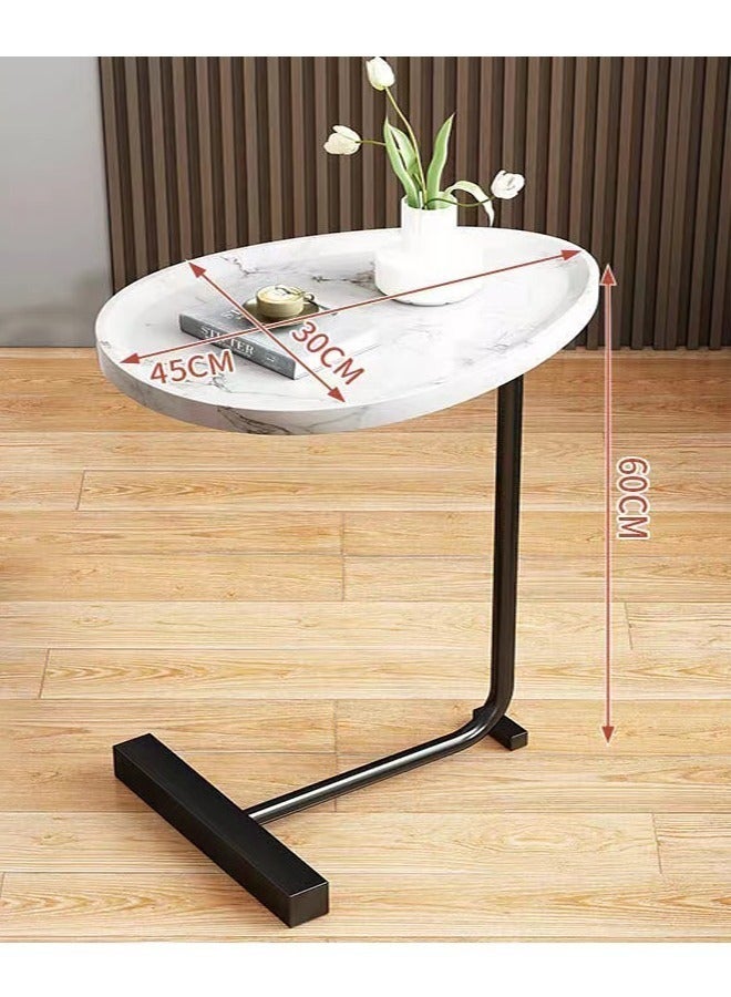 رافين طاولات قهوة فاخرة بتصميم عصري، تصميم بيضاوي من الرخام، أثاث منزلي لغرفة المعيشة بأبعاد 45 × 30 × 60 سم - Image 2