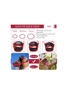 SYOSI Dog Muzzle, Soft Nylon Muzzle Dog Mouth Guard Dog Mouth Cover with Breathable Mesh Fabric and Adjustable Strap, Health Guard for Small Medium Dogs Anti Biting Barking Chewing(4 Pcs )(Red+Black)(S)  - Image 4