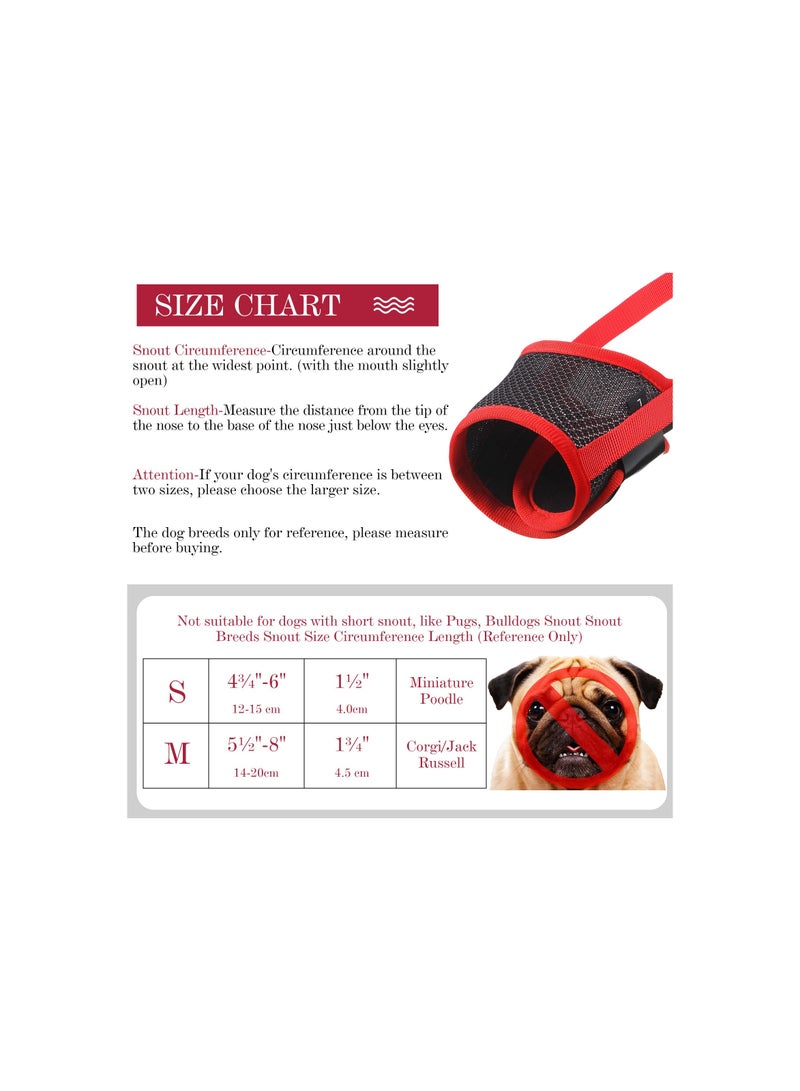 SYOSI كمامة الكلب، كمامة ناعمة من النايلون لحماية فم الكلب مع نسيج شبكي قابل للتنفس وحزام قابل للتعديل، حماية صحية للكلاب الصغيرة والمتوسطة الحجم مضادة للعض والنباح والمضغ (4 قطع) (أحمر + أسود) (S) - Image 5