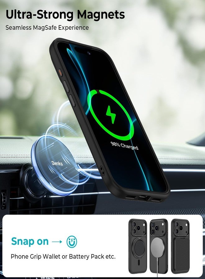 بينكس جراب BENKS المغناطيسي لهاتف iPhone 17 Pro Max، متوافق مع MagSafe، حماية من السقوط بدرجة عسكرية، غطاء واقٍ رفيع شفاف غير لامع مقاوم للصدمات، أسود - Image 5