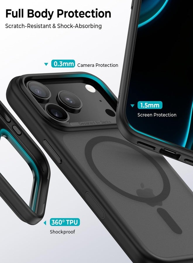 بينكس جراب BENKS المغناطيسي لهاتف iPhone 17 Pro Max، متوافق مع MagSafe، حماية من السقوط بدرجة عسكرية، غطاء واقٍ رفيع شفاف غير لامع مقاوم للصدمات، أسود - Image 4