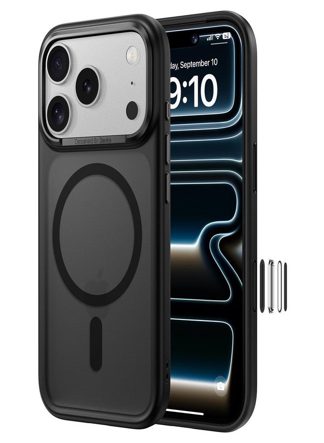 بينكس جراب BENKS المغناطيسي لهاتف iPhone 17 Pro Max، متوافق مع MagSafe، حماية من السقوط بدرجة عسكرية، غطاء واقٍ رفيع شفاف غير لامع مقاوم للصدمات، أسود - Image 1
