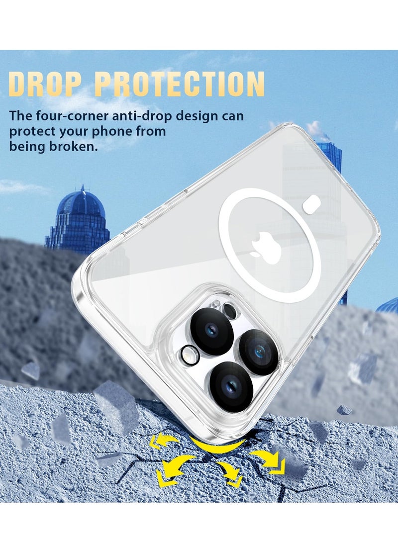 Houmt - iPhone 15 Pro Case Clear Magsafe Case【5 in 1】2x Camera Lens Protector +2x Screen Protector Support Wireless Charging Non-Yellowing Slim Protective Case Cover 6.1 Inch - Image 1