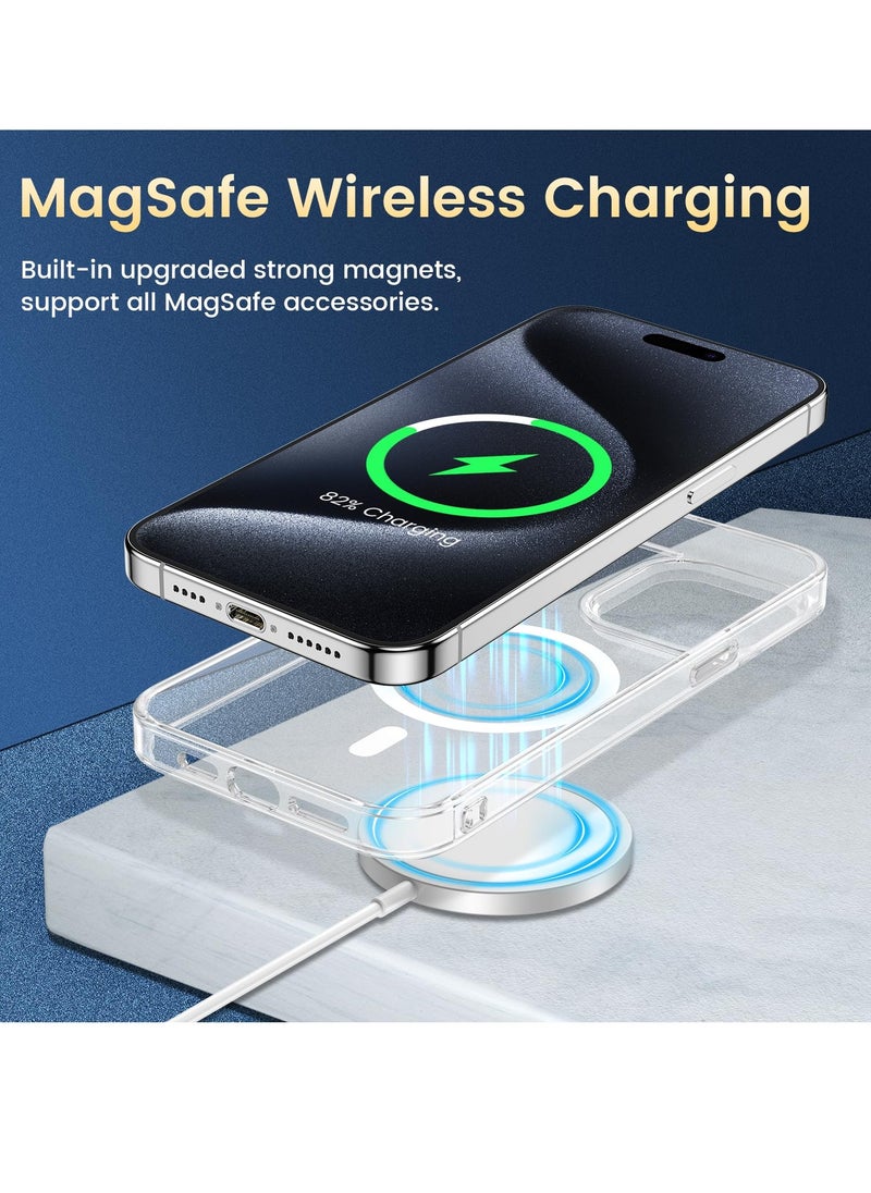 Houmt - iPhone 15 Pro Case Clear Magsafe Case【5 in 1】2x Camera Lens Protector +2x Screen Protector Support Wireless Charging Non-Yellowing Slim Protective Case Cover 6.1 Inch - Image 1