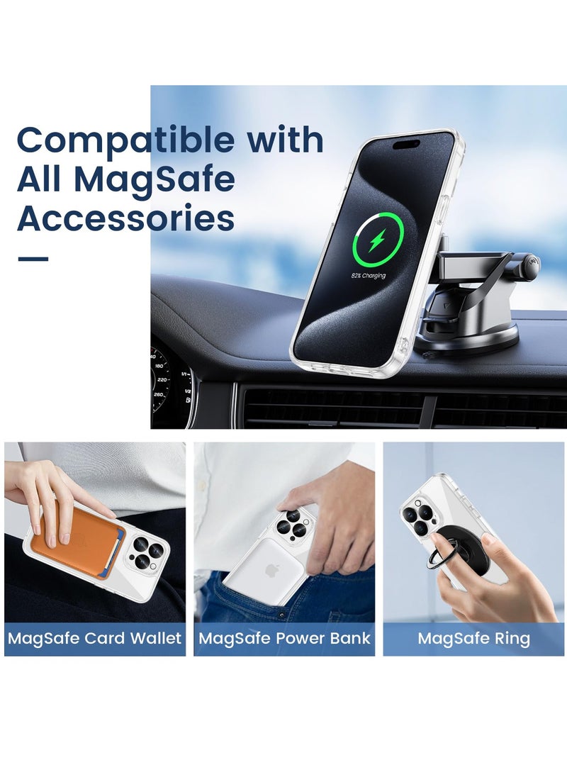 Houmt - iPhone 15 Pro Case Clear Magsafe Case【5 in 1】2x Camera Lens Protector +2x Screen Protector Support Wireless Charging Non-Yellowing Slim Protective Case Cover 6.1 Inch - Image 1