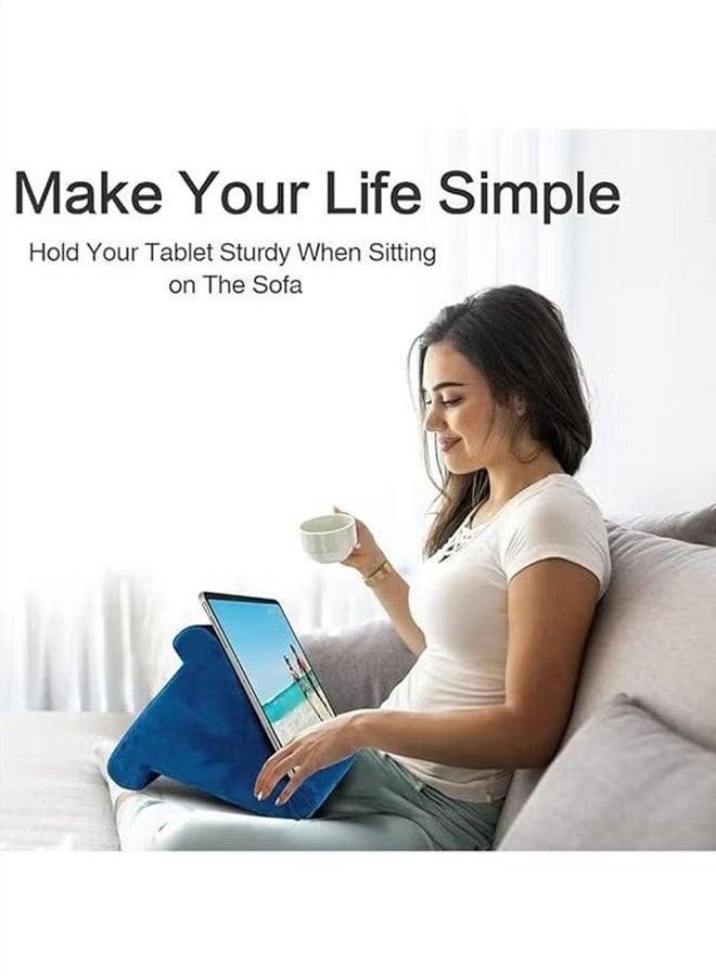 Soft Pillow for ipad,Multi-Angle Phone Pillow Lap Stand,Universal ipad Tablet Reading Stand Pillow Holder for ipads,Tablets,Smartphones, Dark Blue - Image 2
