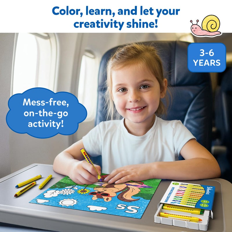 Skillmatics Color & Learn Activity Book â€“ Letters, Numbers, Phonics & Shapes, 12 Retractable Mess-Free Crayons & 50 Pages, Educational Gift for Toddlers and Preschoolers Ages 3, 4, 5, 6 - Image 3
