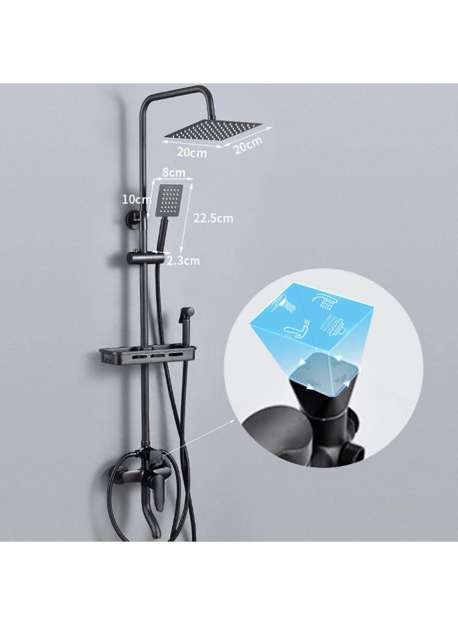 Bukela Shower Set, Shower Kit 8-Inch Shower Head with Handheld Including Rough-in Valve Body,Storage rack and Trim Bathroom Rainfall Shower Kit Square - Image 2