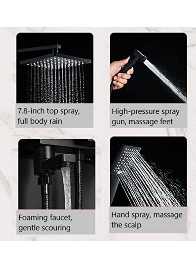 Bukela Shower Set, Shower Kit 8-Inch Shower Head with Handheld Including Rough-in Valve Body,Storage rack and Trim Bathroom Rainfall Shower Kit Square - Image 3