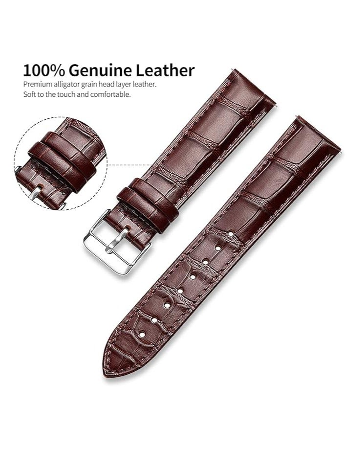 Leather Watch Band 20mm for Men - Alligator Pattern Leather Watch Strap - Replacement Watch Band for Classic and Smart Watch Bands - - Image 2