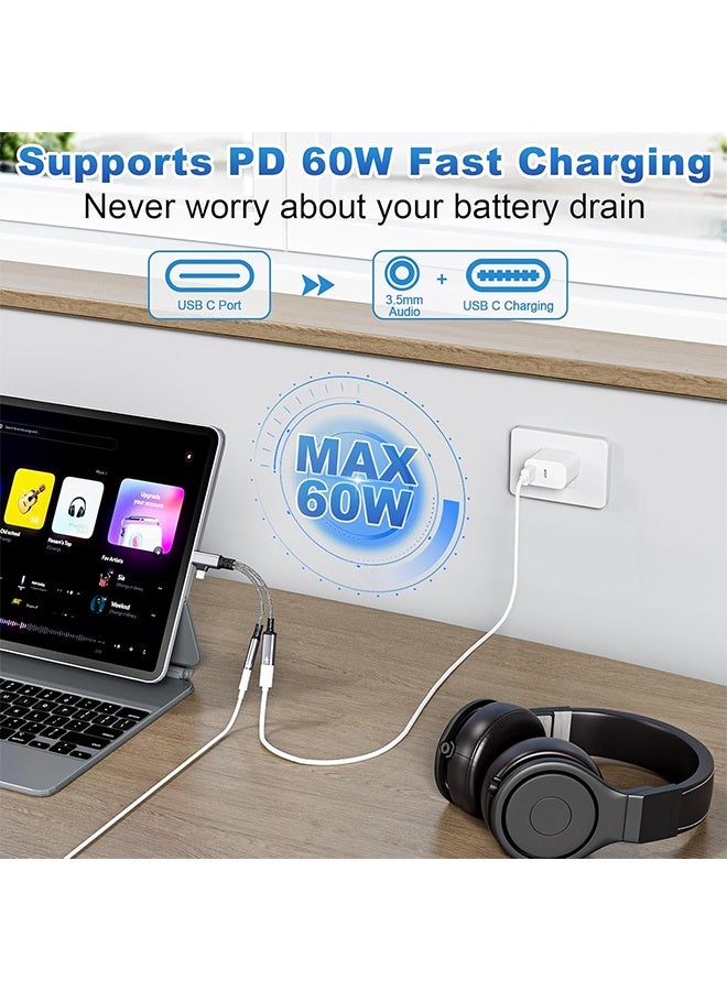 كوانتوم محول Lightning وUSB-C إلى منفذ سماعة رأس 3.5 ملم وشاحن سريع، محول USB-C إلى منفذ AUX 3.5 ملم، محول Lightning إلى منفذ 3.5 ملم لأجهزة Galaxy S22 وiPad وPixel وiPhone 17 و16 و15 و14 وX - Image 3