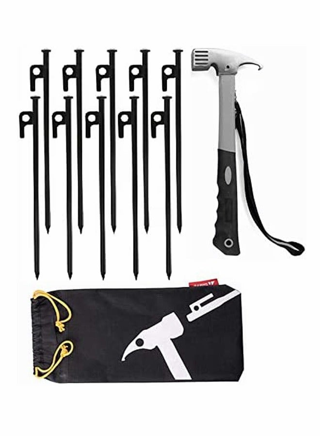 Sahara Sailor Tent Stakes, Tent Stakes and Camping Hammer, Heavy Duty Iron Tent Stakes with Heavy Duty Tent Mallet Hammer and Storage Bag for Camping, Hiking, Gardening - Image 1