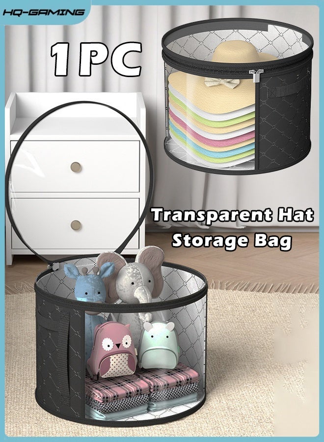 HQ-GAMING Transparent Hat Storage Bag, Durable Foldable Hat Storage Box with Reinforced Handles, Zipper, and Safety Straps, Hat Organizer, Oversized Clear Hat Storage Bag, Wide Brim Cowboy Hats Storage Box, Hats Travel Case - Image 1