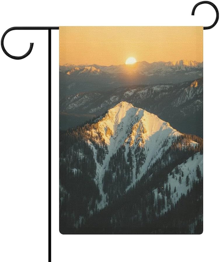 Double Sided Burlap Garden Flag Rocky Mountains Print 18.5x12.6 Inch Outdoor Yard Decoration - Image 1
