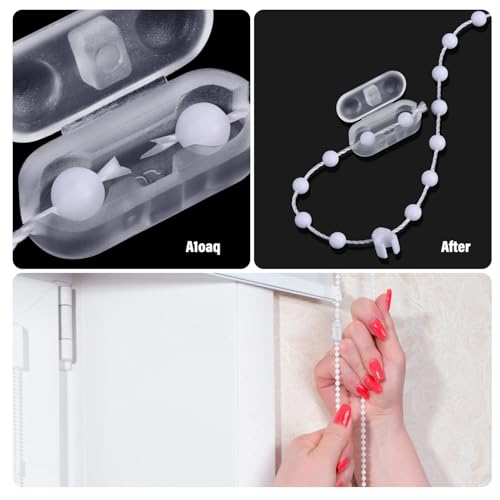 BBTO 30 Pack Chain Connectors, 4.5mm Ball Cord Chain Clips, Plastic Roller Shade Beaded Connector for Vertical Roman Roller Blind Window Replacement/Repair(Transparent) - Image 4