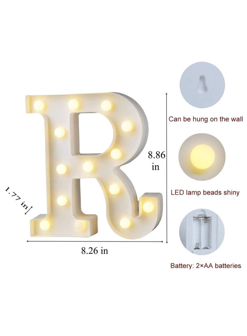 مخطوطات أضواء الحروف الأبجدية LED تضيء الحروف البلاستيكية الدائمة المعلقة R (8.86 بوصة × 6.69 بوصة × 1.77 بوصة) - Image 2