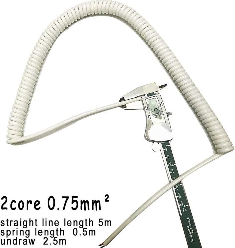 Cable Spiral 2-Core 0.75mm² Spiral Power Cable Copper Core Retractable Spring Wire Multiple Sizes Pack of 3(Undraw 1.25 Meter) - Image 4