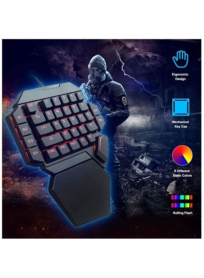 Y&D One-Handed RGB Mechanical Keyboard, Ergonomic Half Gaming Keyboard 35 Keys with Rainbow Backlit Wired Keypad Mini USB Single Hand Game Controller, Wrist Rest Support - Image 1