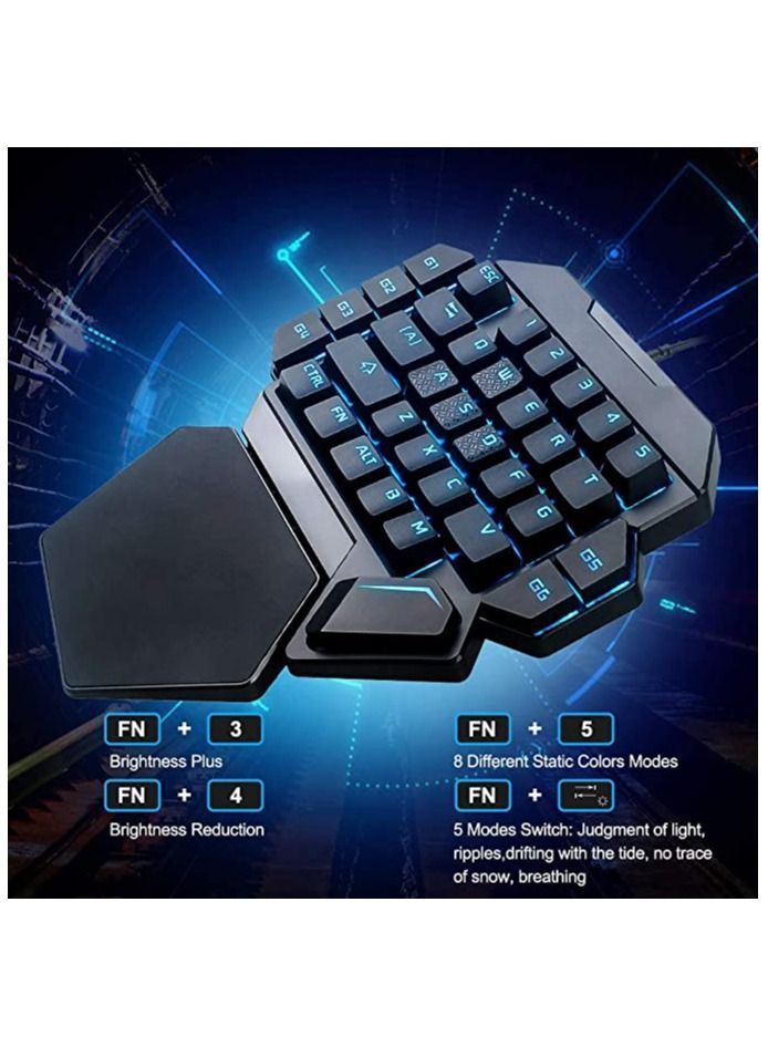 Y&D One-Handed RGB Mechanical Keyboard, Ergonomic Half Gaming Keyboard 35 Keys with Rainbow Backlit Wired Keypad Mini USB Single Hand Game Controller, Wrist Rest Support - Image 3