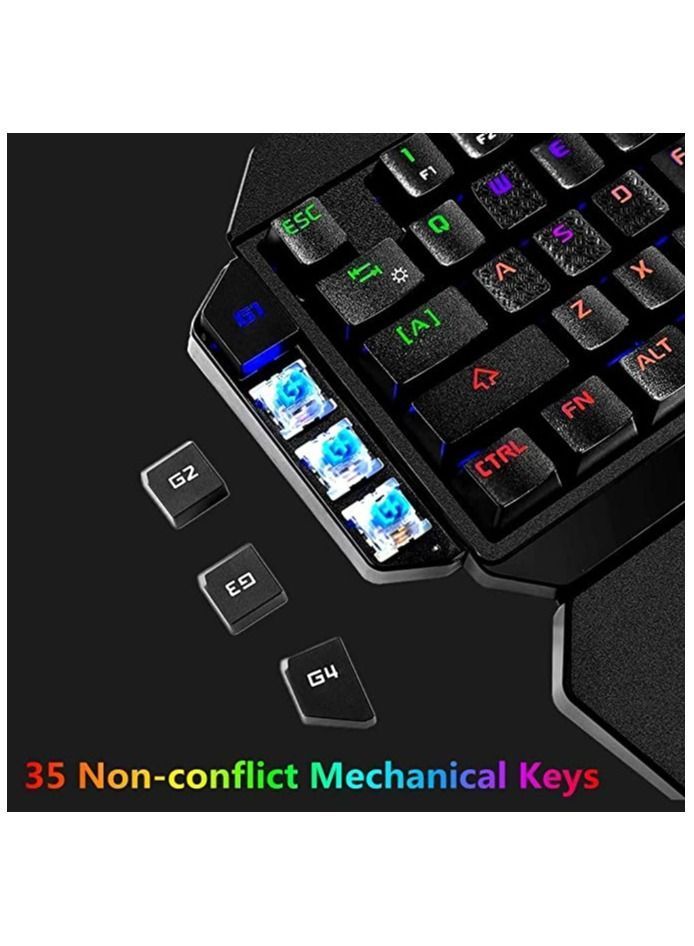 Y&D One-Handed RGB Mechanical Keyboard, Ergonomic Half Gaming Keyboard 35 Keys with Rainbow Backlit Wired Keypad Mini USB Single Hand Game Controller, Wrist Rest Support - Image 5