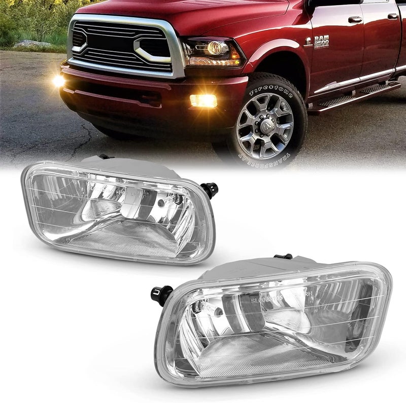 WEZEMLIGHT Fog Lights Assembly Replacement for Dodge RAM 1500 2500 3500 (2009-2018) with H10 12V 42W Halogen Bulbs - 1 Pair - Image 1