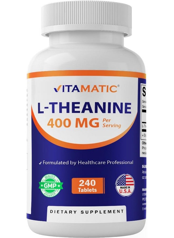 Vitamatic L-Theanine Supplement 400mg per Serving - 240 Tablets - Non-GMO, Gluten Free - Image 1